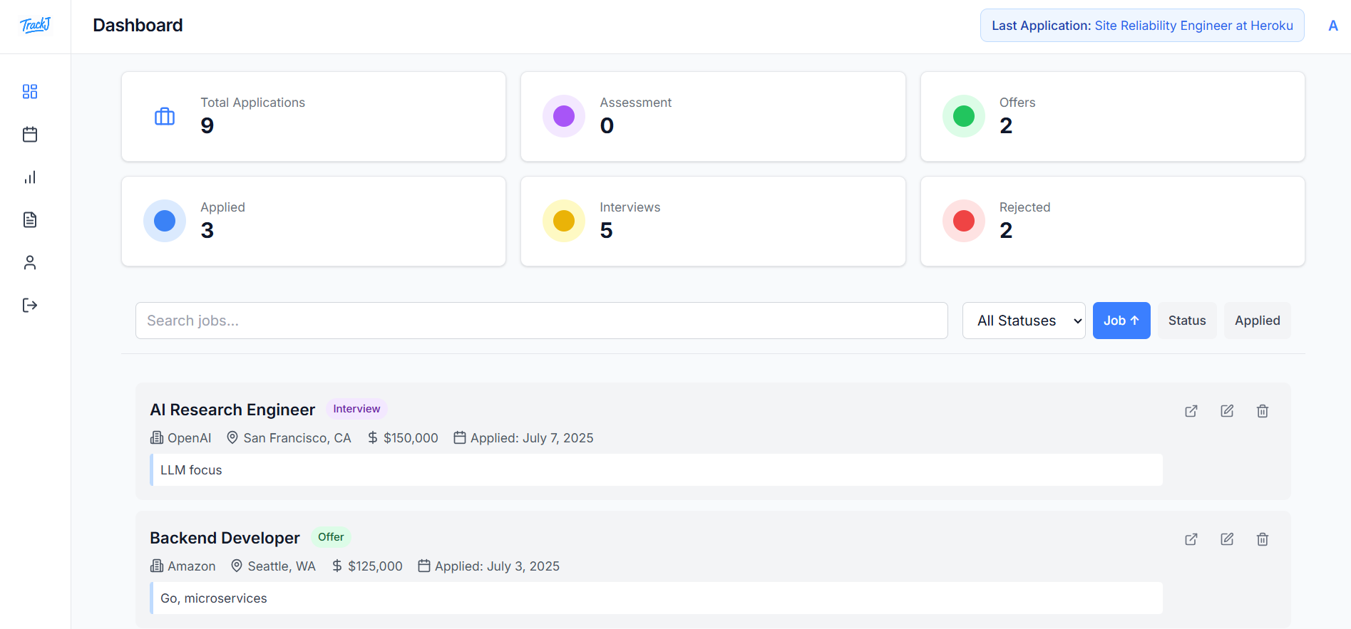 TrackJ – Manage all your job applications in one place